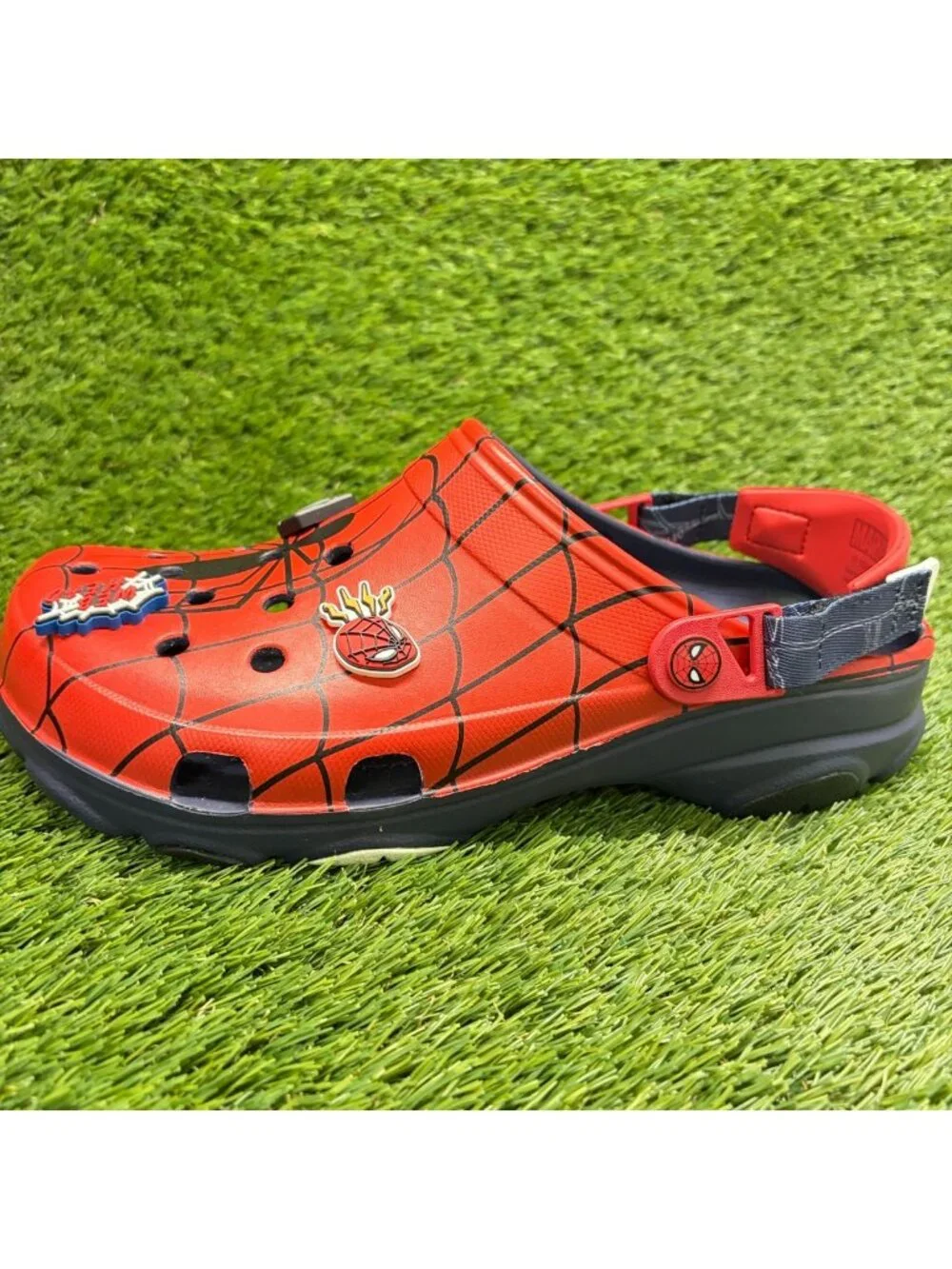 Crocs Spider-Man All-Terrain Mens Size 11 Red Black Beach Outdoor Clogs Sandals